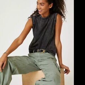 Anthropologie - Pilcro Sustainable Roll-sleeve Tank In Black